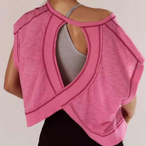 FP Movement by Free People Tops - NWT FP Movement My Time Tee Cotton Candy Pink Medium Cutout Back